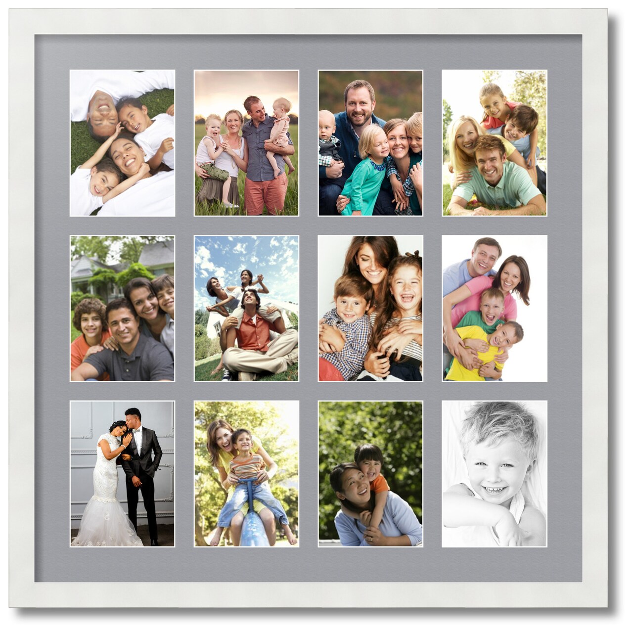 ArtToFrames Collage Photo Picture Frame with 12 - 5x7 inch Openings, Framed in White with Over 62 Mat Color Options and Plexi Glass (CSM-3966-229)